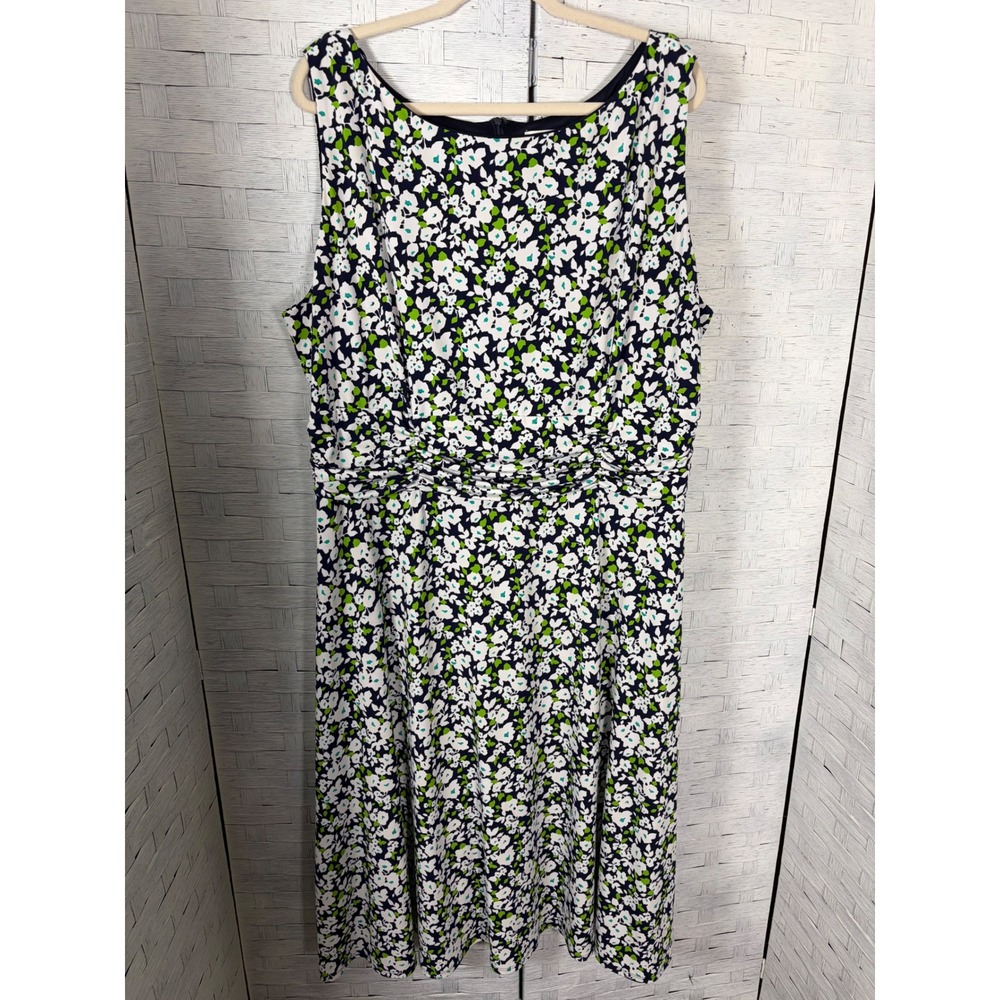 CJ Banks Women Dress Floral Sleeveless Midi Empire Waist fit & flare plus size